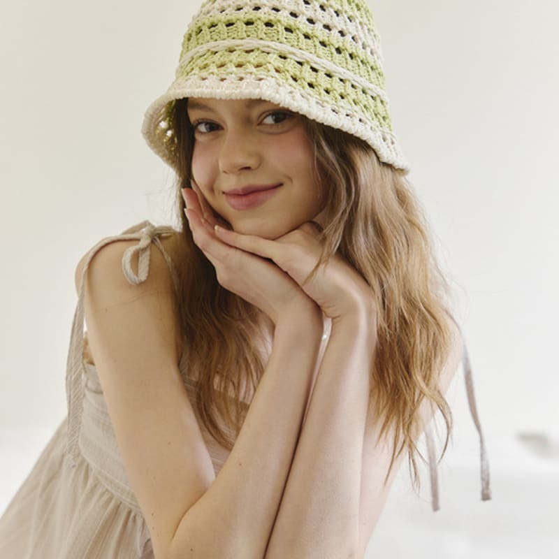 ВИКИ [25 Новинок] Панама в полоску смешанных цветов (TKAHD2042) GRP (Green Print)